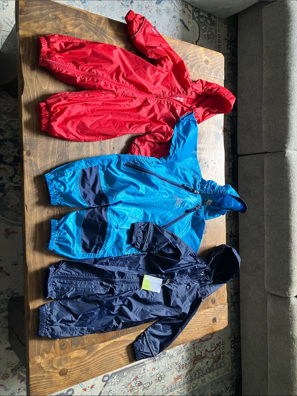 3-Pack Kids Waterproof Hooded Snowsuits in Red, Blue, and Navy